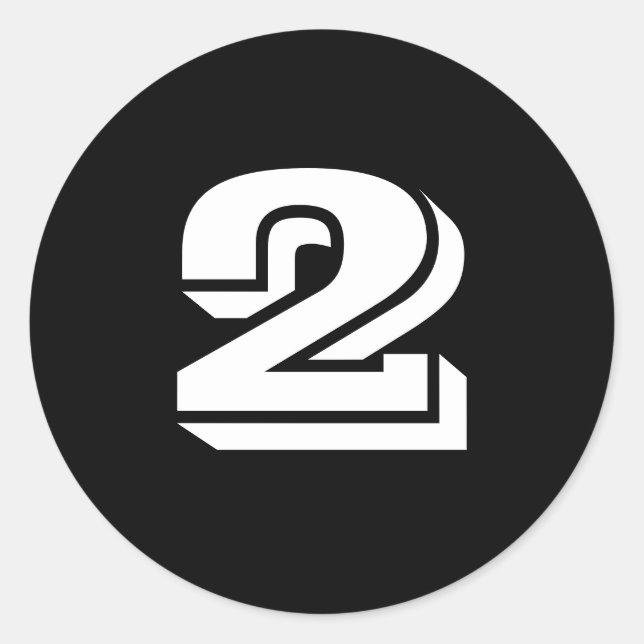 Two Small Round Black Number Stickers by Janz (Front)