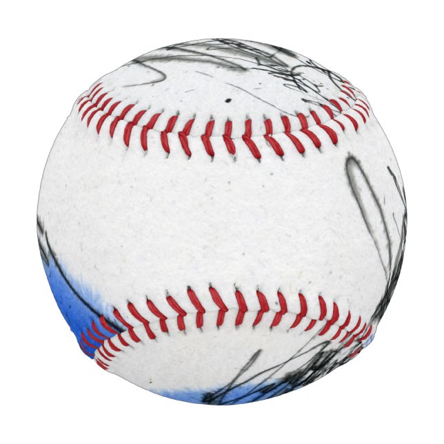 Two small titmouses pecking grain. Calligraphy Baseball (Front)