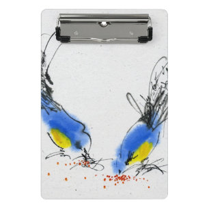 Two small titmouses pecking grain. Calligraphy Mini Clipboard