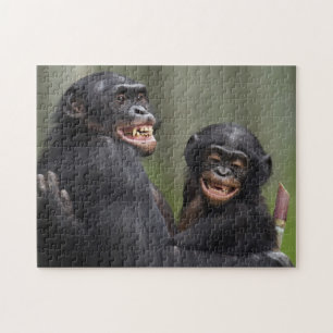 Two Smiling Bonobos Jigsaw Puzzle