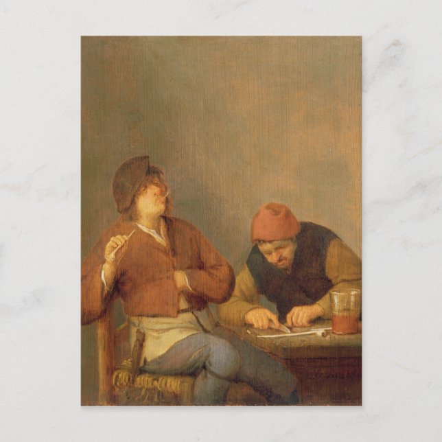 Two Smokers in an Interior, 1643 Postcard (Front)