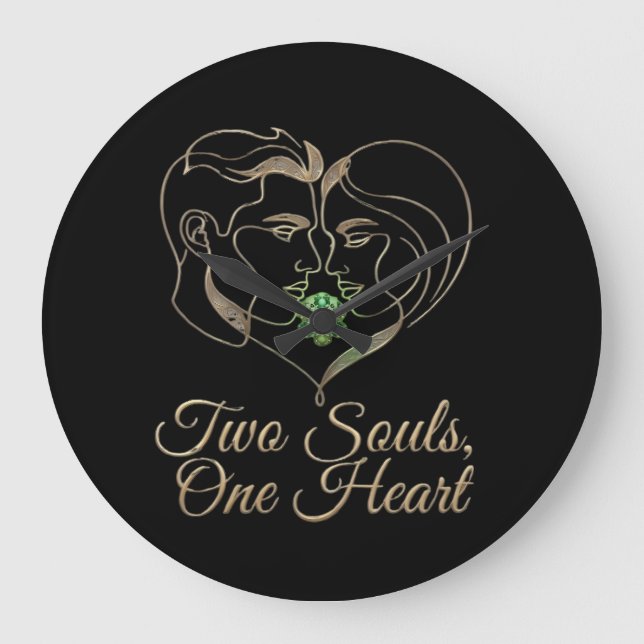 Two Souls, One Heart – Elegant Romantic Wall Clock (Front)