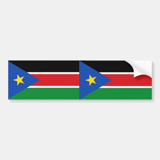 TWO South Sudan National Flag Bumper Sticker (Front)