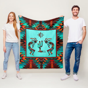Two Southwest Kokopelli Fleece Blanket
