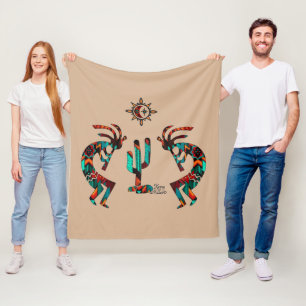 Two Southwest Kokopelli Fleece Blanket