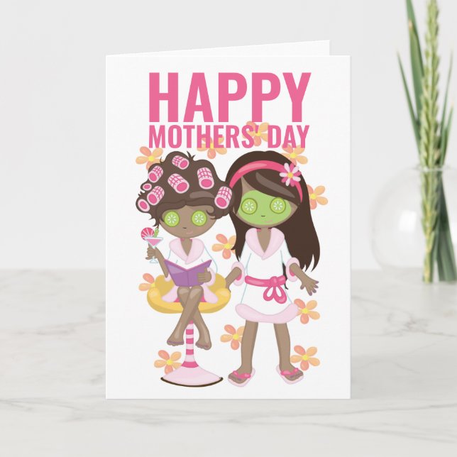 Two Spa Day Moms Happy Gay Mothers Day Card (Front)