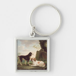 Two spaniels in a landscape key ring