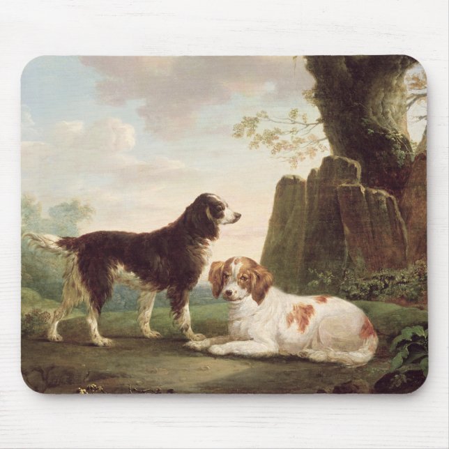 Two spaniels in a landscape mouse pad (Front)