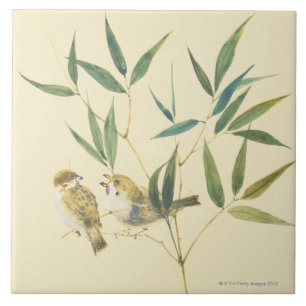 Two Sparrows Ceramic Tile