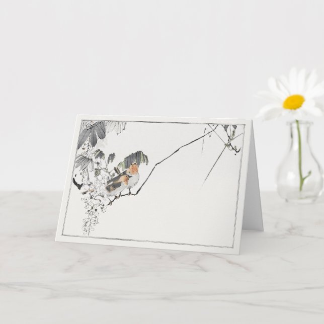 Two sparrows on a branch card (Small Plant)