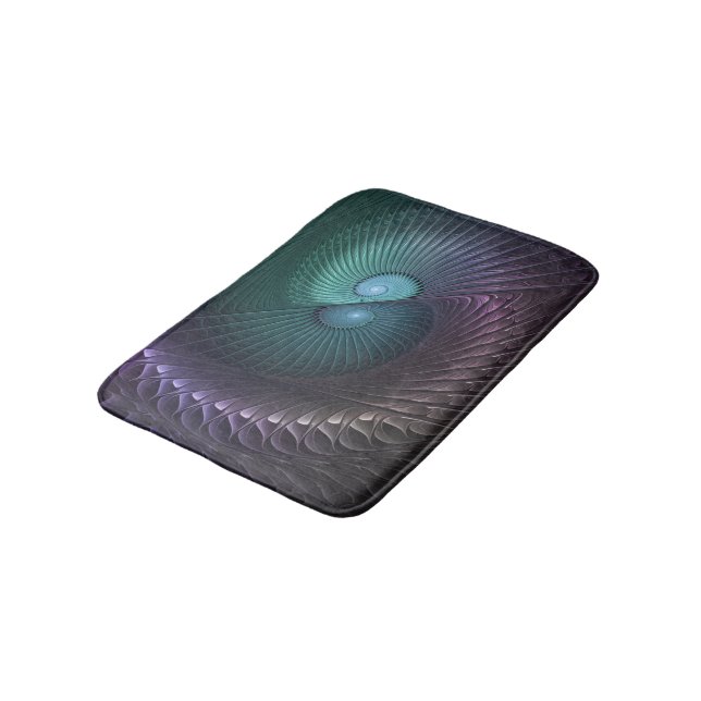 Two Spirals Colourful Modern Abstract Fractal Art Bath Mat (Angled)