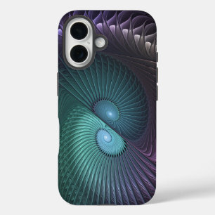 Two Spirals Colourful Modern Abstract Fractal Art iPhone 16 Case