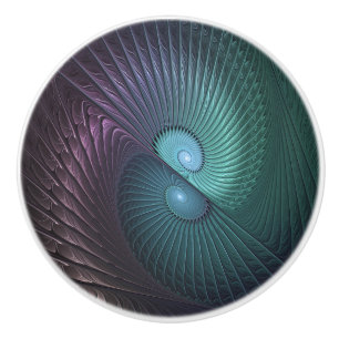 Two Spirals Colourful Modern Abstract Fractal Art Ceramic Knob