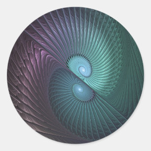 Two Spirals Colourful Modern Abstract Fractal Art Classic Round Sticker