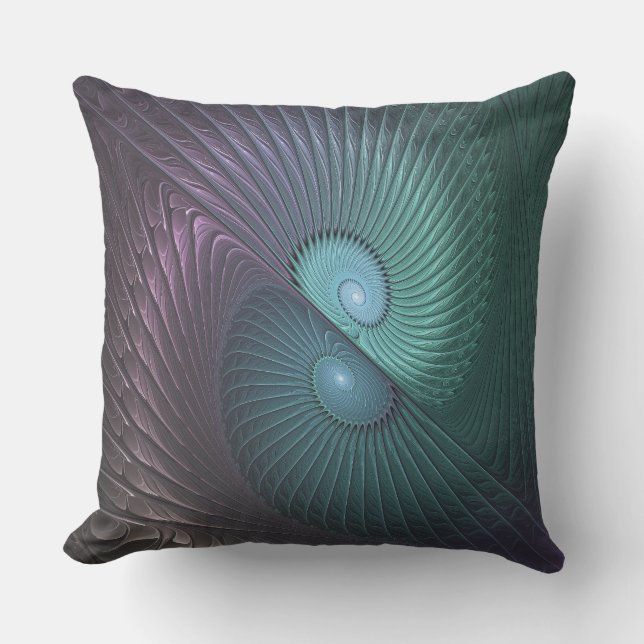 Two Spirals Colourful Modern Abstract Fractal Art Cushion (Front)