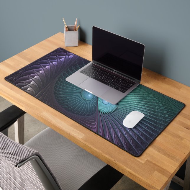 Two Spirals Colourful Modern Abstract Fractal Art Desk Mat (Office 2)
