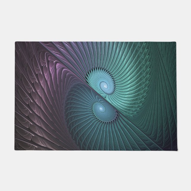 Two Spirals Colourful Modern Abstract Fractal Art Doormat (Front)