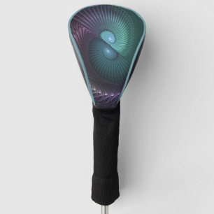 Two Spirals Colourful Modern Abstract Fractal Art Golf Head Cover