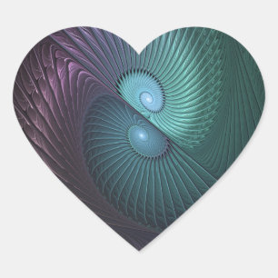 Two Spirals Colourful Modern Abstract Fractal Art Heart Sticker