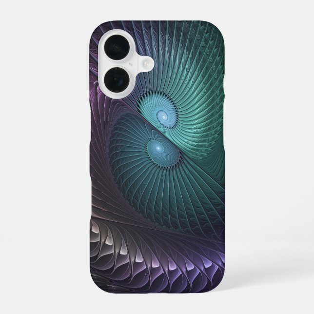 Two Spirals Colourful Modern Abstract Fractal Art iPhone 16 Case (Back)