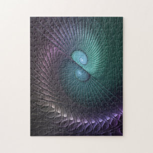 Two Spirals Colourful Modern Abstract Fractal Art Jigsaw Puzzle