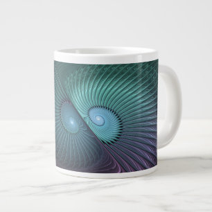 Two Spirals Colourful Modern Abstract Fractal Art Large Coffee Mug