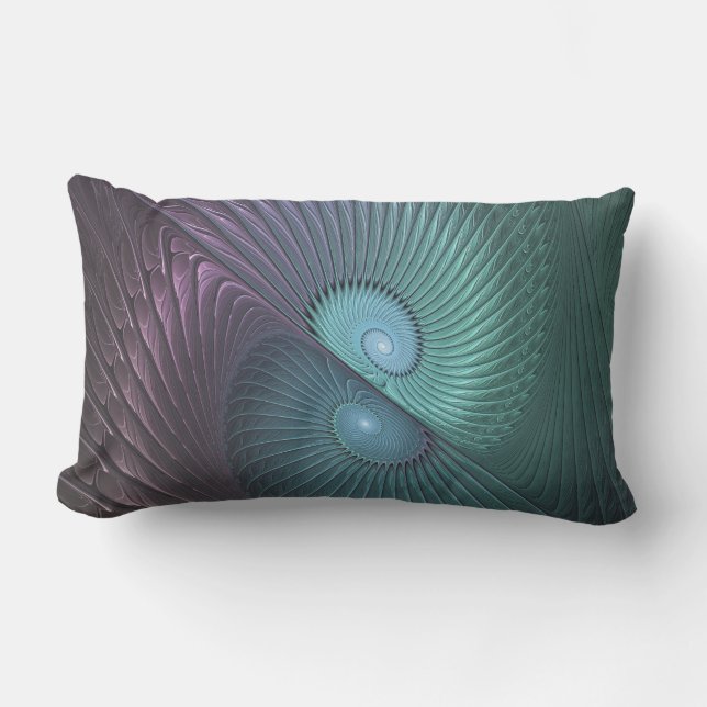 Two Spirals Colourful Modern Abstract Fractal Art Lumbar Cushion (Front)