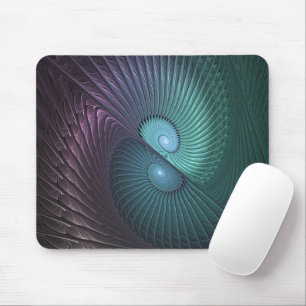 Two Spirals Colourful Modern Abstract Fractal Art Mouse Pad