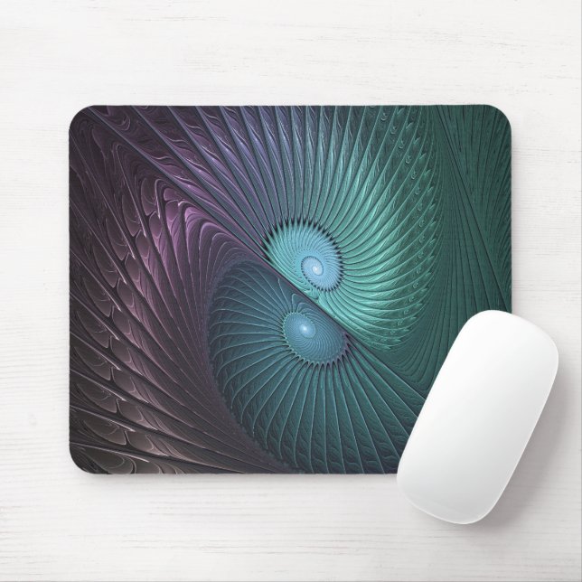 Two Spirals Colourful Modern Abstract Fractal Art Mouse Pad (With Mouse)