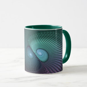 Two Spirals Colourful Modern Abstract Fractal Art Mug