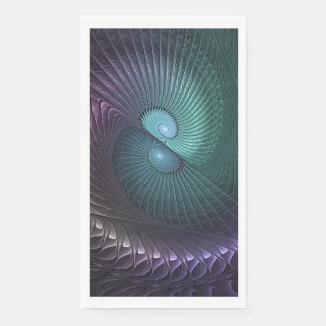 Two Spirals Colourful Modern Abstract Fractal Art Napkin (Front)
