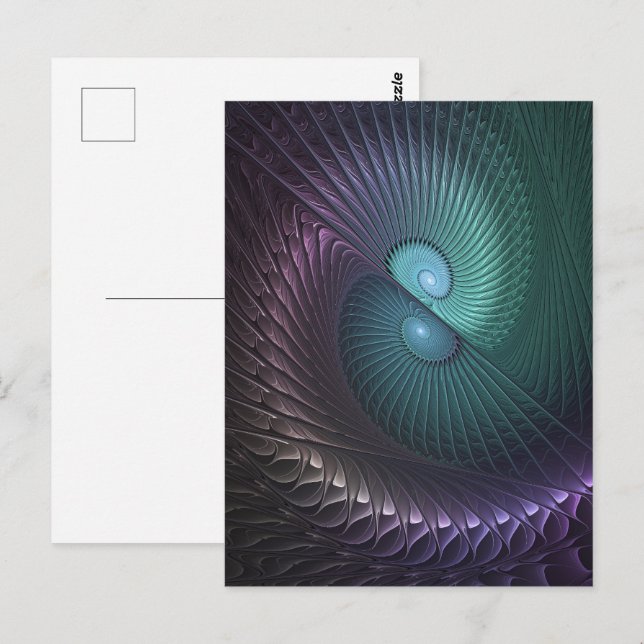 Two Spirals Colourful Modern Abstract Fractal Art Postcard (Front/Back)