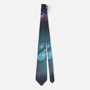 Two Spirals Colourful Modern Abstract Fractal Art Tie