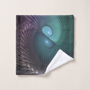 Two Spirals Colourful Modern Abstract Fractal Art Wash Cloth