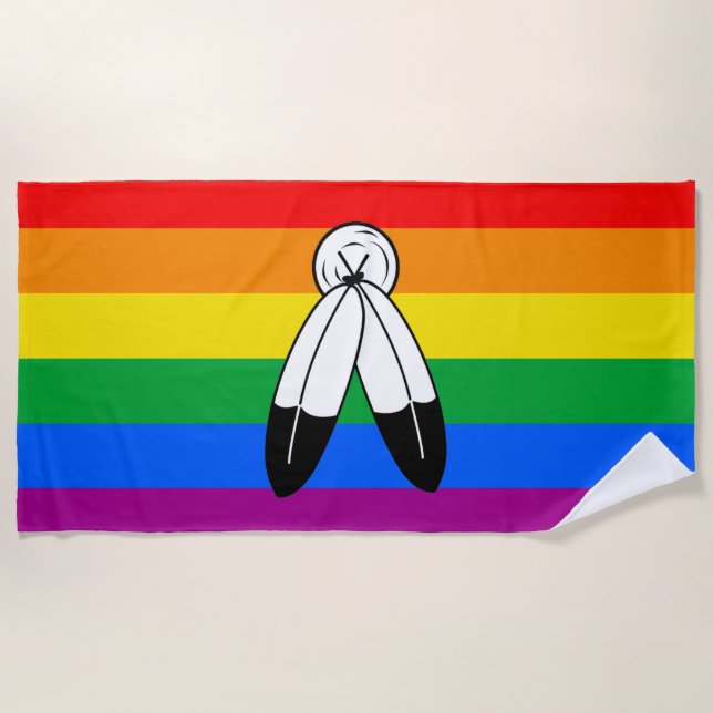 Two-Spirit LGBTQ+ Pride Flag Beach Towel (Front)