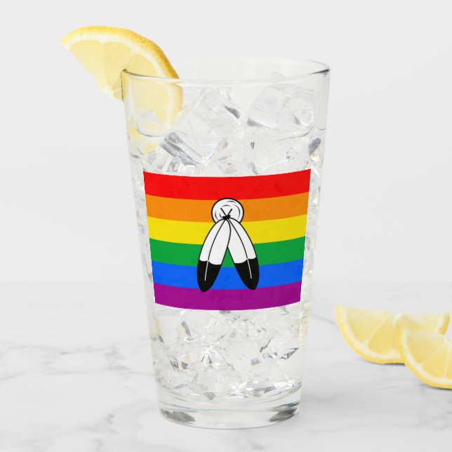 Two-Spirit LGBTQ+ Pride Flag Glass (Front Ice)