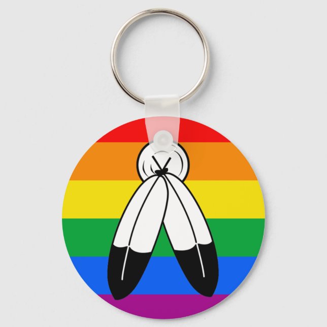 Two-Spirit LGBTQ+ Pride Flag Key Ring (Front)
