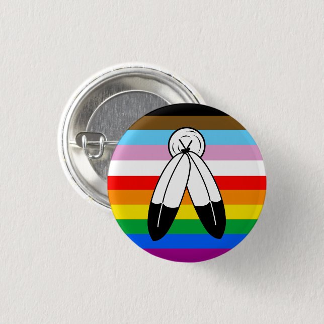 Two-Spirit LGBTQ+ Progress Pride Flag 3 Cm Round Badge (Front & Back)