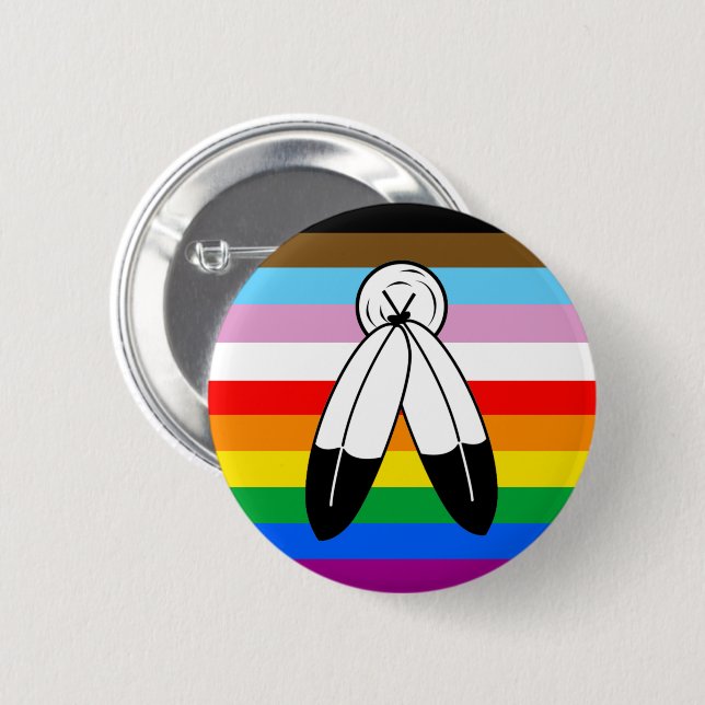 Two-Spirit LGBTQ+ Progress Pride Flag 6 Cm Round Badge (Front & Back)