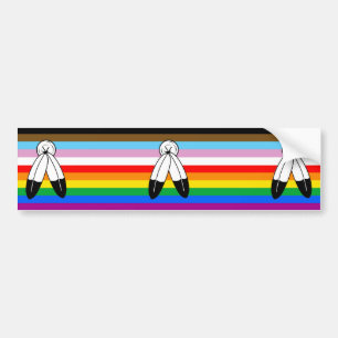 Two-Spirit LGBTQ+ Progress Pride Flag Bumper Sticker