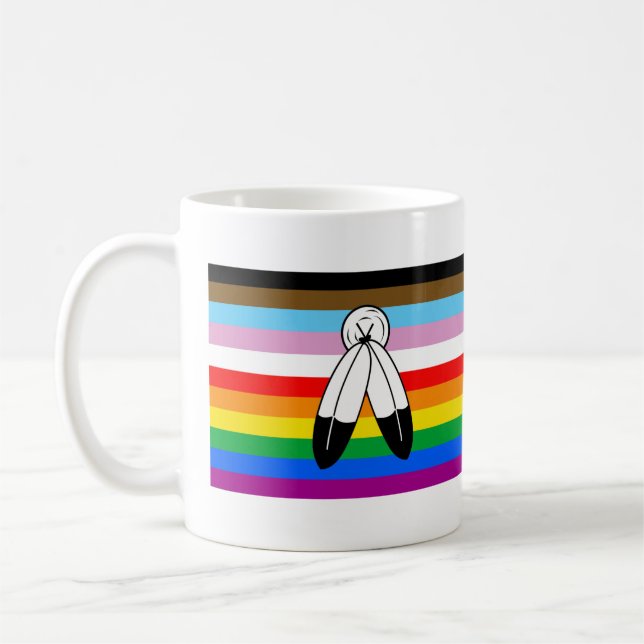 Two-Spirit LGBTQ+ Progress Pride Flag Coffee Mug (Left)