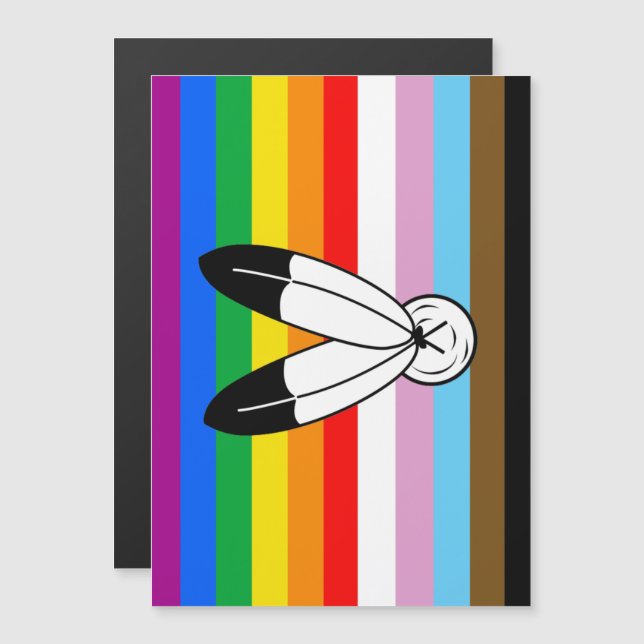 Two-Spirit LGBTQ+ Progress Pride Flag Magnetic Invitation (Front/Back)