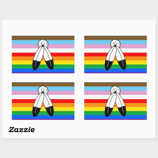 Two-Spirit LGBTQ+ Progress Pride Flag Rectangular Sticker (Sheet)