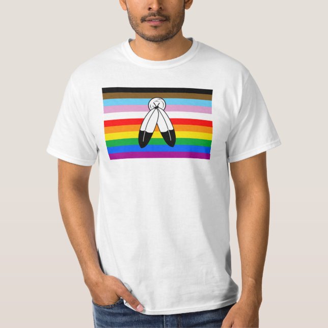 Two-Spirit LGBTQ+ Progress Pride Flag T-Shirt (Front)