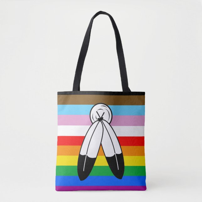 Two-Spirit LGBTQ+ Progress Pride Flag Tote Bag (Front)