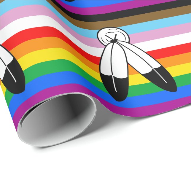 Two-Spirit LGBTQ+ Progress Pride Flag Wrapping Paper (Roll Corner)