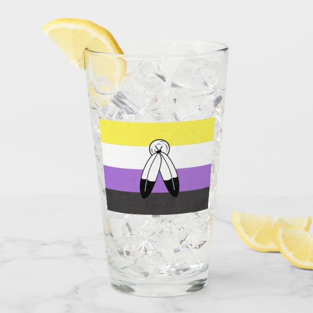 Two-Spirit Nonbinary Pride Flag Glass (Front Ice)