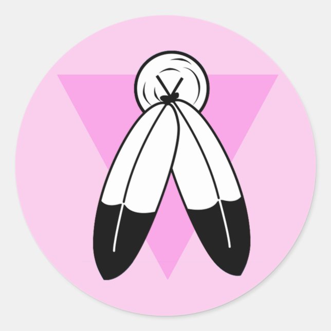 Two-Spirit Pink Triangle Flag Classic Round Sticker (Front)