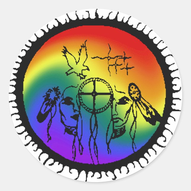 Two-Spirit Rainbow Swirl Design Classic Round Sticker (Front)