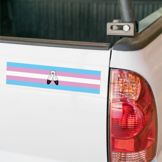 Two-Spirit Trans Pride Flag Bumper Sticker (On Truck)